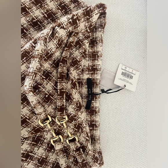 Uterque Asymmetrical A-line Midi Skirt in Brown and Cream - Picture 6 of 11